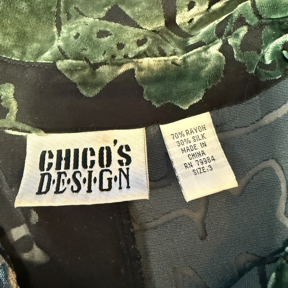 Chico's Velvet Burnout Long-sleeved Shirt Sz XL - Picture 7 of 8